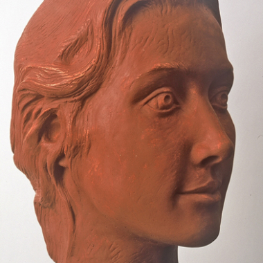 Terra Cotta  11 x 6 x 8 in. (Commission sold) Portraits modeled directly in clay or models can be cast then carved in stone.